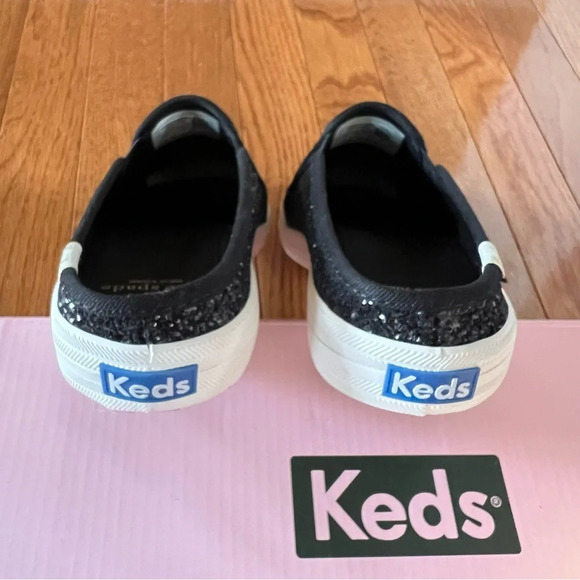 KATE SPADE Keds Womens Shoes Double Deck Mule Black Shimmer Sneakers 6.5 Casual - Picture 4 of 10